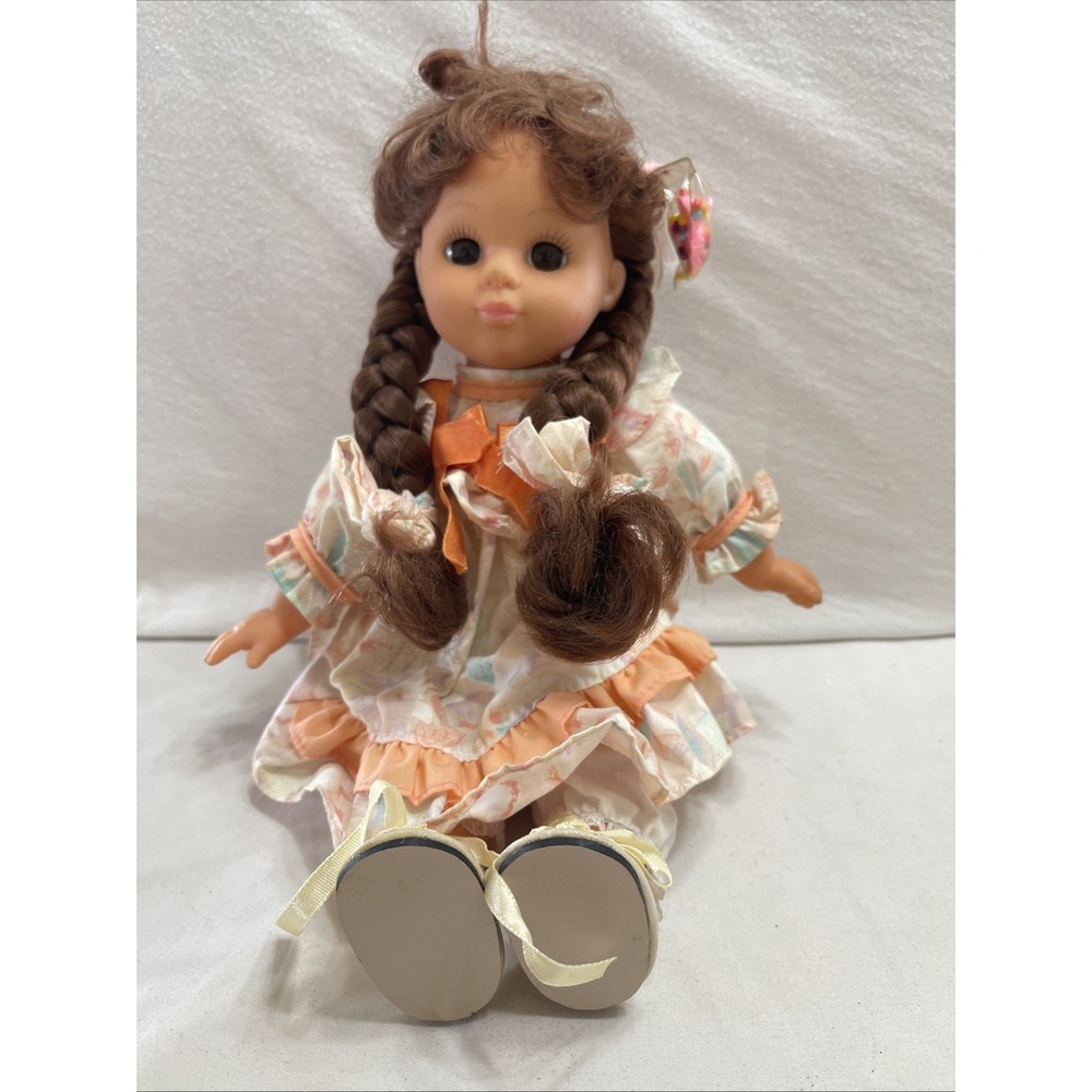 Vintage‎ 12"  Gi-Go Girl Doll Braids and Bangs Brown Pigtails